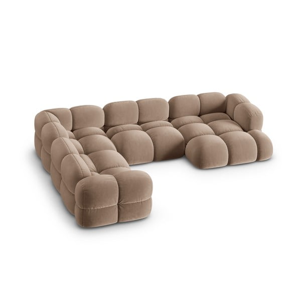 Smeđa baršunasti kutna garnitura (s lijevim kutom/u obliku slova "U") Loretto – Cosmopolitan Design-image-2