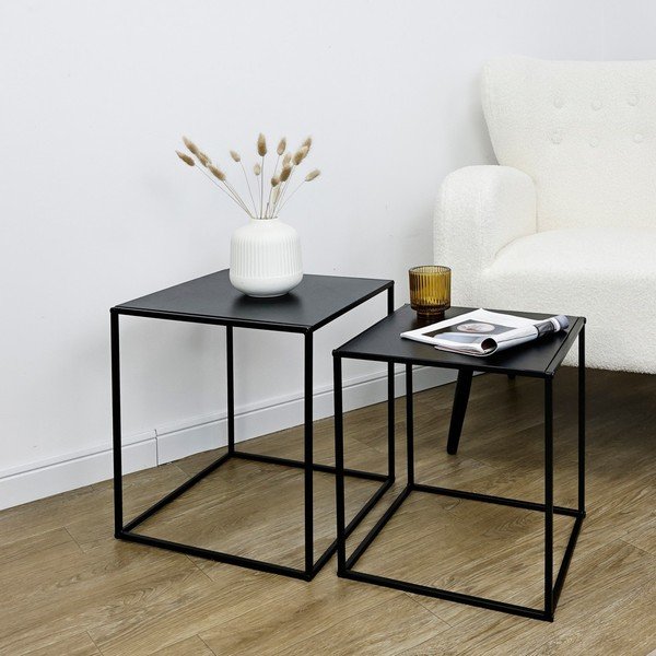 Crni metalni stolići za kavu u setu 2 kom 38x38 cm Alrik – Yes Everyday-image-1