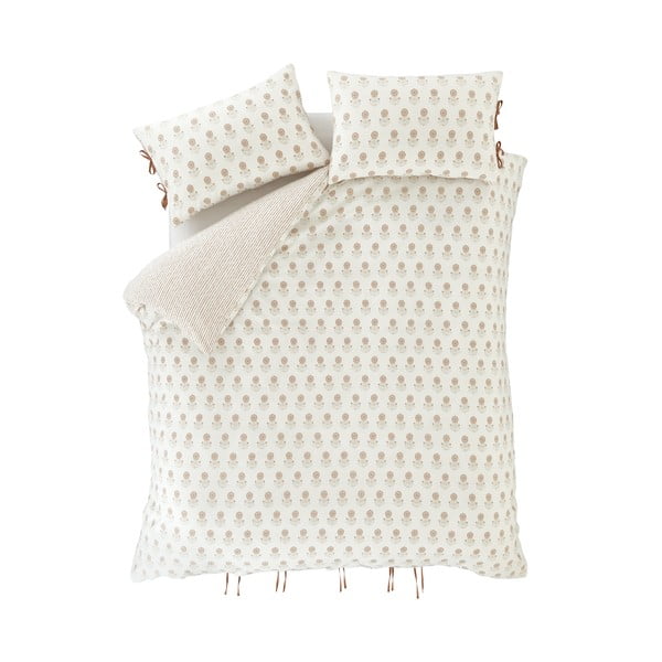 Bijela posteljina za bračni krevet 200x200 cm Woodblock Floral – Pineapple Elephant