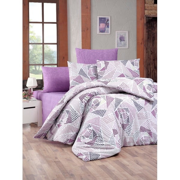 Ljubičasta posteljina s plahtama za krevet za jednu osobu Montana Lilac, 160 x 220 cm