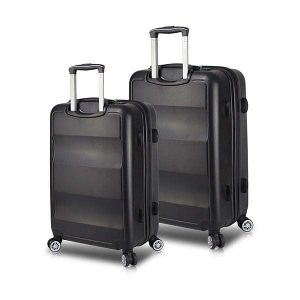 Set od 2 crna putna kovčega na kotačima s USB priključcima My Valice LASSO Cabin &amp; Medium