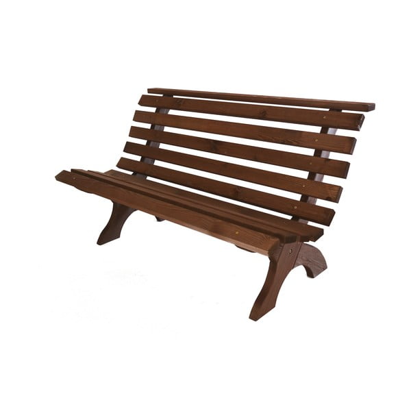 Smeđa vrtna klupa od masivnog drveta Retro – Rojaplast-image-1