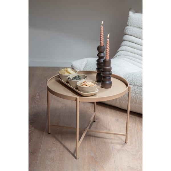 Bež metalni okrugao stolić za kavu ø 50 cm Meseta  – Leitmotiv-image-2