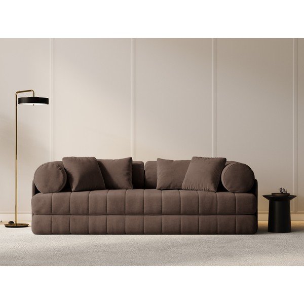 Smeđa baršunasti sklopiva sofa 206 cm Kemi – Cosmopolitan Design-image-4