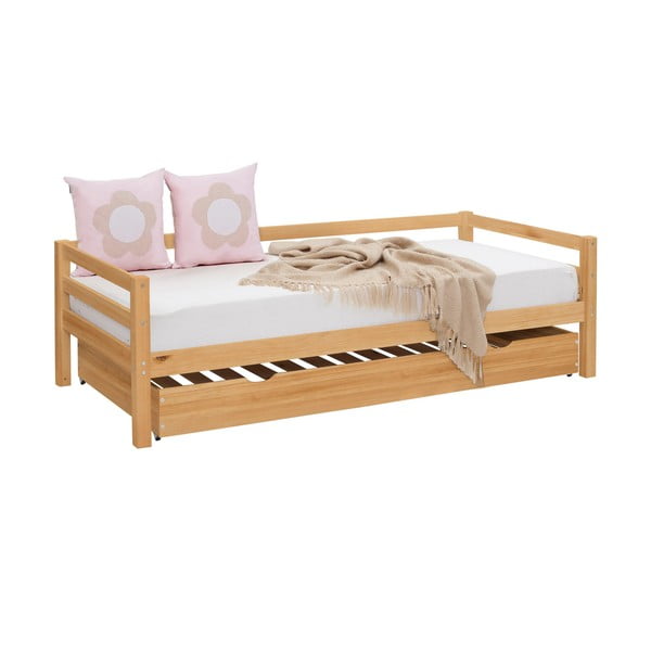 Dječji krevet od masivnog bora s dodatnim ležajem 90x200 cm u prirodnoj boji Alpi – Støraa-image-2