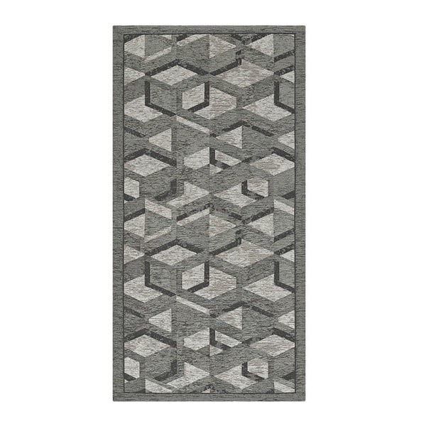 Sivo-crna podloga Floorita Hypnotik, 55 x 240 cm