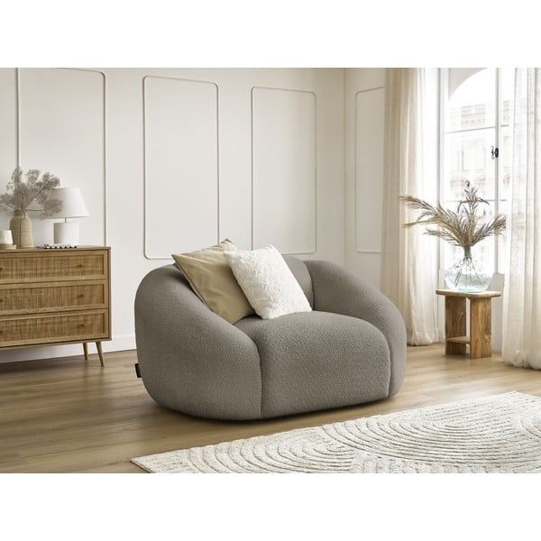 Siva/smeđa fotelja od bouclé tkanine Tina – Bobochic Paris-image-1