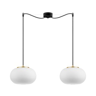 Bijela viseća svjetiljka s dva kraka sa zlatnim grlom Sotto Luce DOSEI
