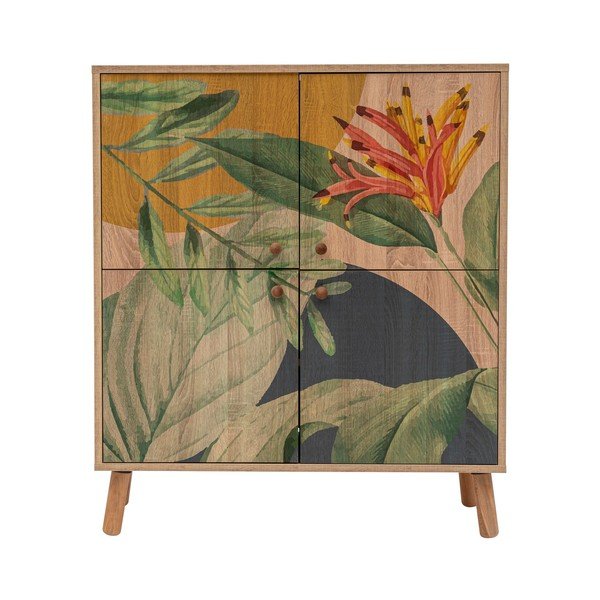 Ormarić u dekoru hrasta u prirodnoj boji 95x111 cm Multilux – Kalune Design