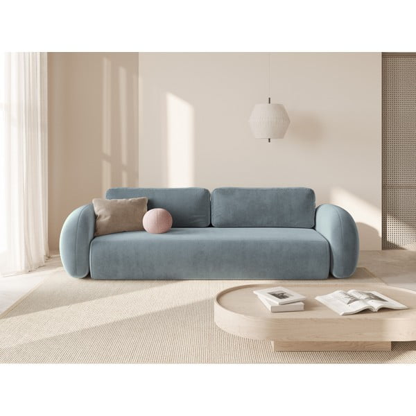 Prljavo plava baršunasti sklopiva/s prostorom za odlaganje sofa 262 cm Tonale – Cosmopolitan Design-image-1
