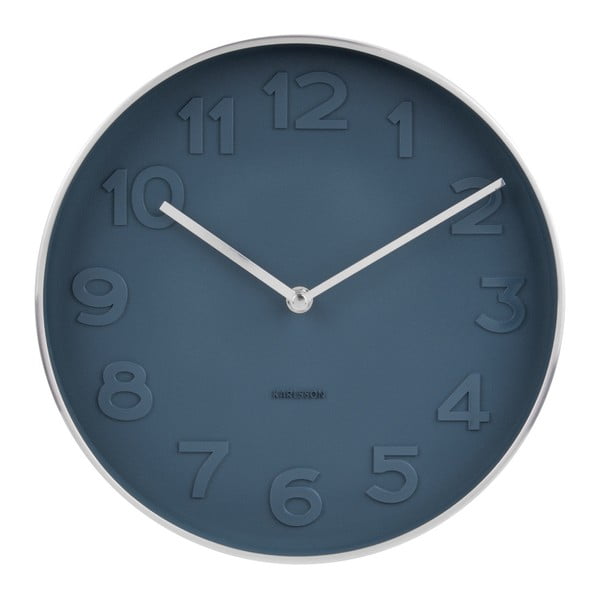 Plavi zidni sat sa srebrnim detaljima Karlsson Mr. Plava, ⌀ 27,5 cm