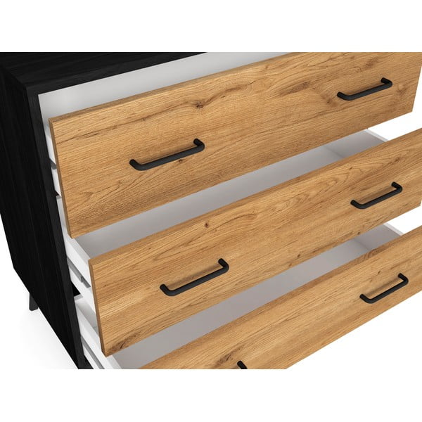 Crna/natur niska komoda u dekoru hrasta 80x72 cm Indus - Marckeric-image-1