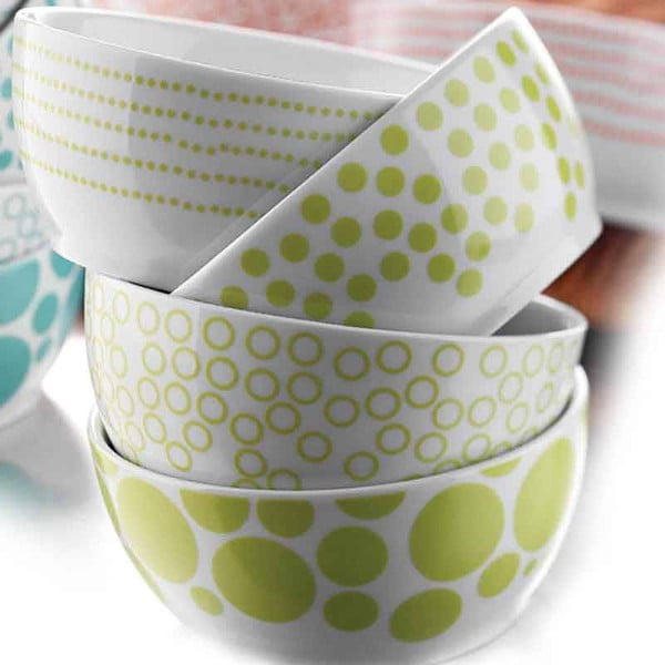 Set od 4 Geometry porculanske zdjele, zelene boje