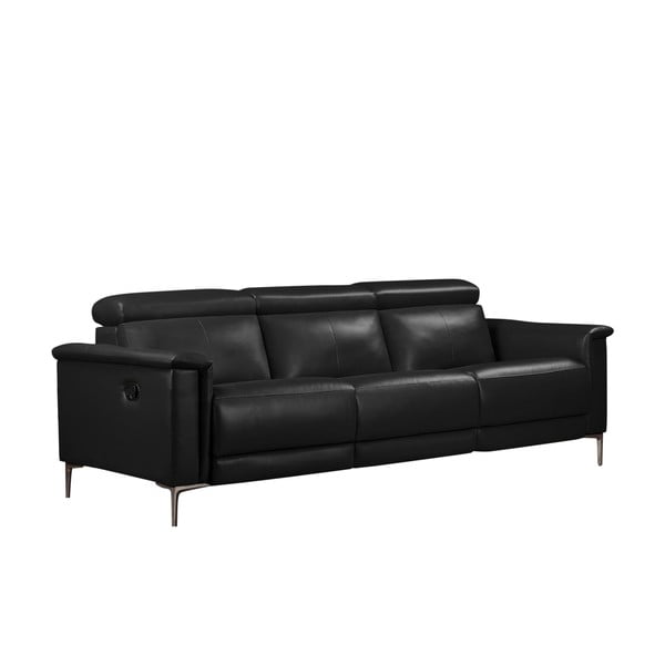 Crna sofa od imitacije kože 222 cm Lund – Støraa-image-2