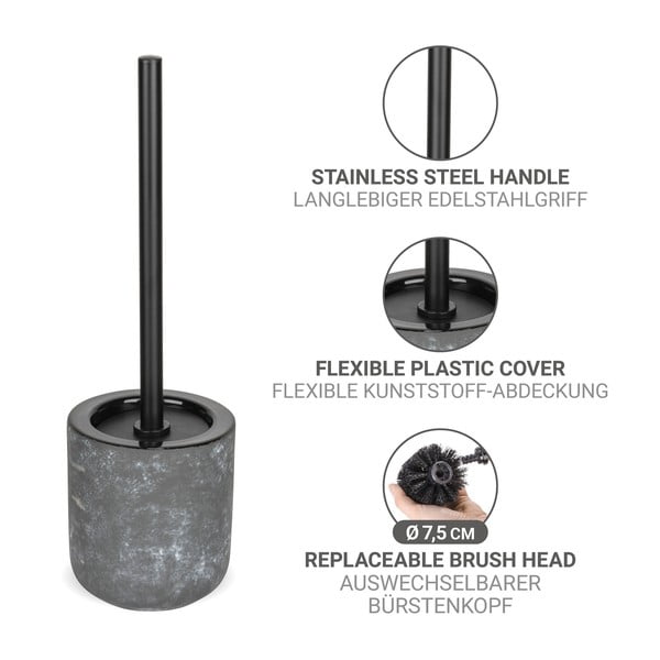 Siva keramička WC četka Sacile – Wenko-image-3