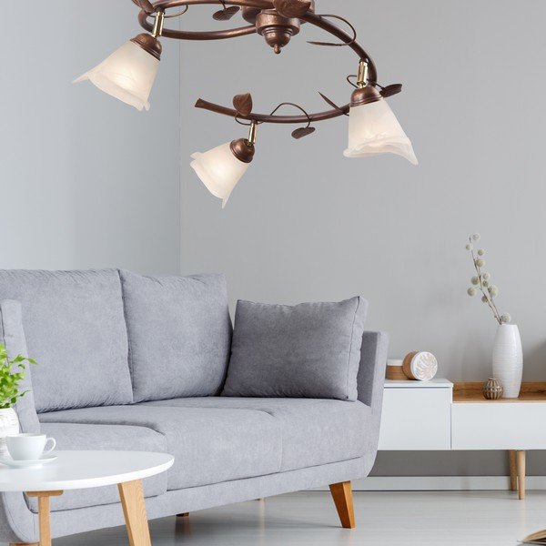 Tamno smeđa stropna svjetiljka sa staklenim sjenilom ø 13 cm Bluszcz – LAMKUR-image-3