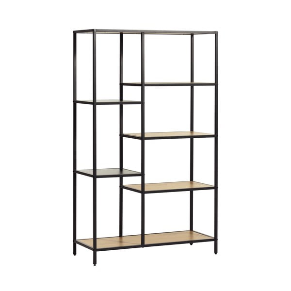 Crna/u prirodnoj boji biblioteka u dekoru hrasta 80x146x35 cm Altino – Unique Furniture-image-2