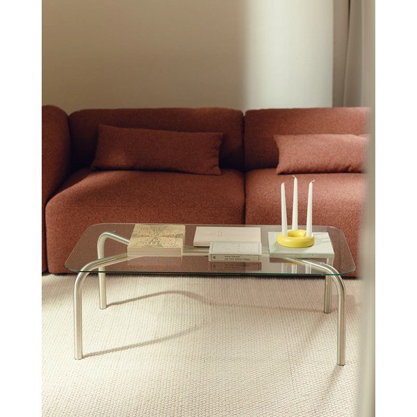 Stolić za kavu sa staklenom pločom stola u srebrnoj boji 60x110 cm Uku – noo.ma-image-1