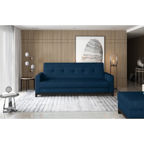 Plava baršunasti sklopiva/s prostorom za odlaganje sofa 216 cm Selene – ELTAP-image-1