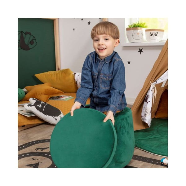 Crni baršunast dječji tabure Posh Velvet – Yellow Tipi-image-2