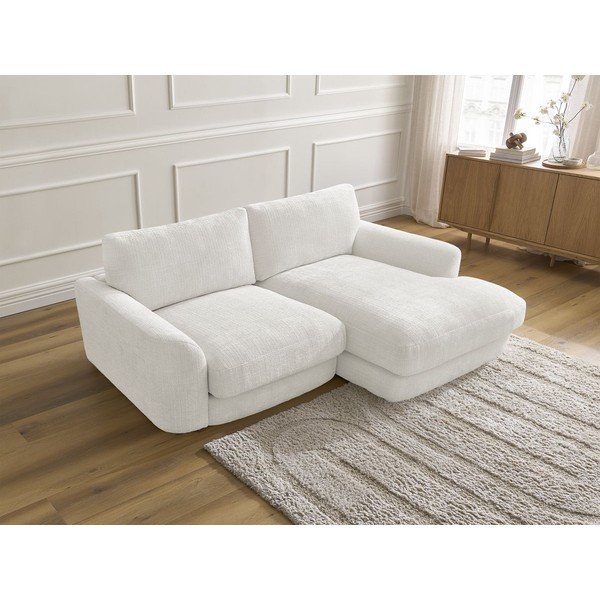 Bijela kutna garnitura od šenila (s desnim kutom/s ležaljkom) Leonore – Bobochic Paris-image-3