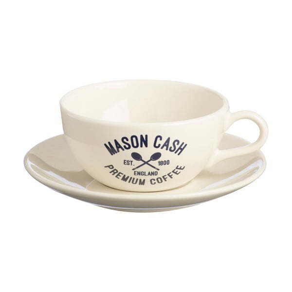 Bijela šalica i tanjurić Mason Cash Varsity Cappuccino
