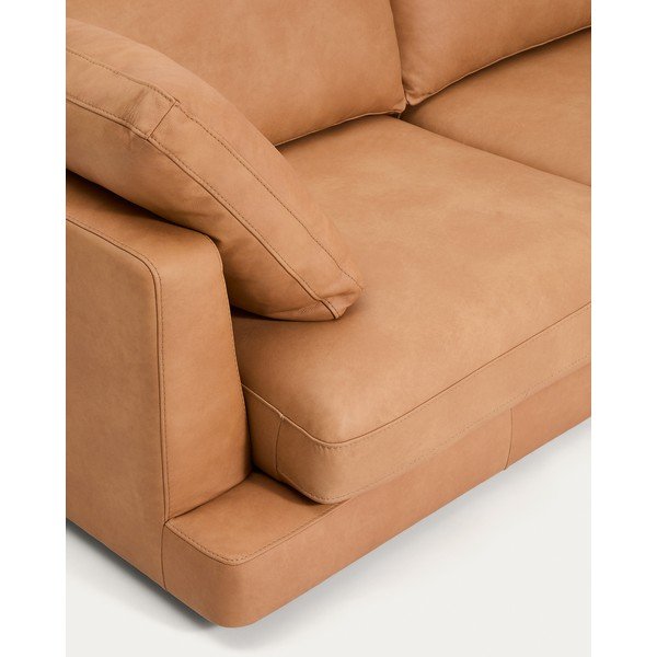 Smeđa kožna sofa 210 cm Gala – Kave Home-image-4