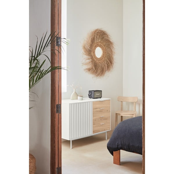 Bijela/u prirodnoj boji niska komoda u dekoru hrasta 108x80 cm Sierra – Teulat-image-1