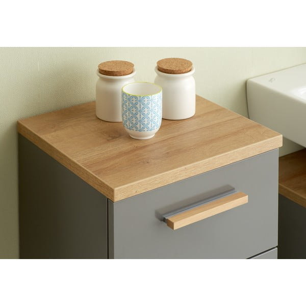 Sivi nizak kupaonski ormarić u dekoru hrasta 35,5x89,5 cm Quickset 924 – Pelipal-image-3