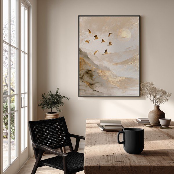 Tiskana slika s okvirom 60x80 cm Golden Peaks II – Styler-image-1