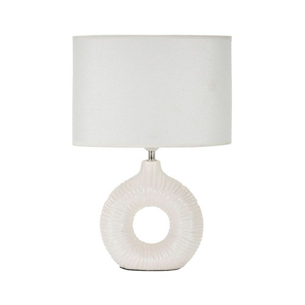 Bijela stolna lampa keramička s tekstilnim sjenilom (visina 43 cm) Seta – Mauro Ferretti