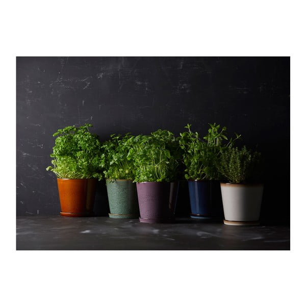 Ukrasna tegla za cvijeće od kamenine ø 14 cm Gastro Dark Blue/Black – Bitz-image-2