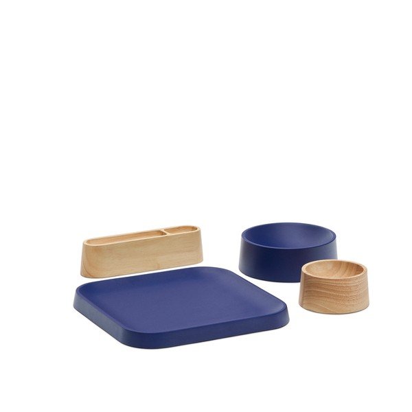 Tamno plave/u prirodnoj boji drvene zdjelice u setu 4 kom za posluživanje Bletz – Kave Home