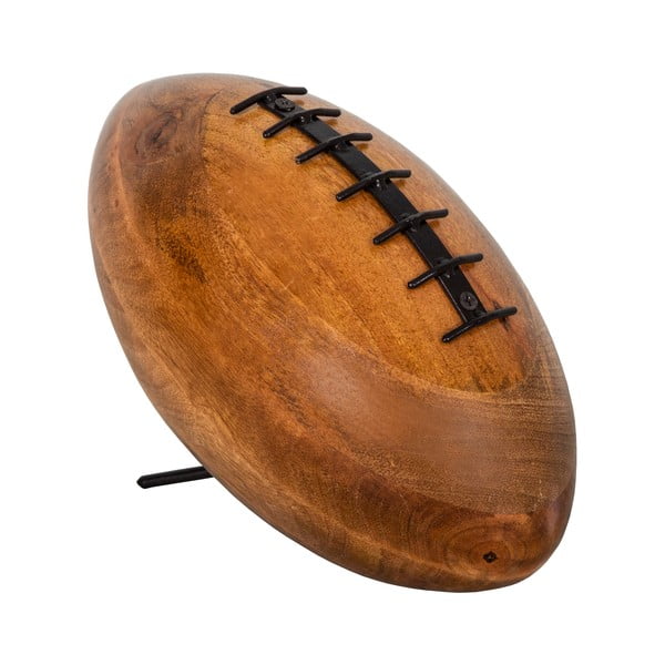 Ukras od mangova drva u obliku lopte za rugby Antic Line Rugby, 28 x 24 cm