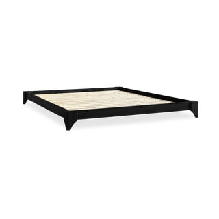 Crni bračni krevet od borovine s podnicom 140x200 cm Elan – Karup Design