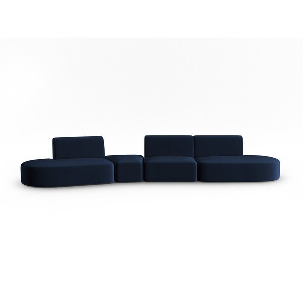 Plava baršunasti sofa s lijevim kutom 428 cm Paolo – Milo Casa