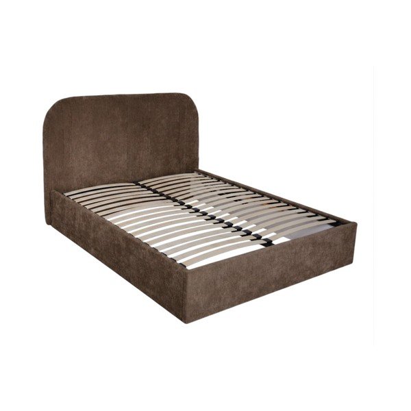 Smeđi tapecirani bračni krevet s prostorom za odlaganje s podnicom 180x200 cm Sidney – Bobochic Paris