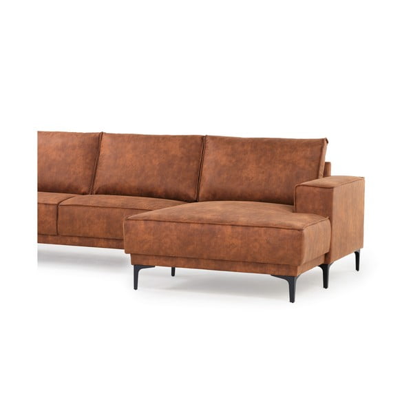 Konjak smeđa kutna garnitura od imitacije kože (s desnim kutom) Copenhagen – Scandic-image-4