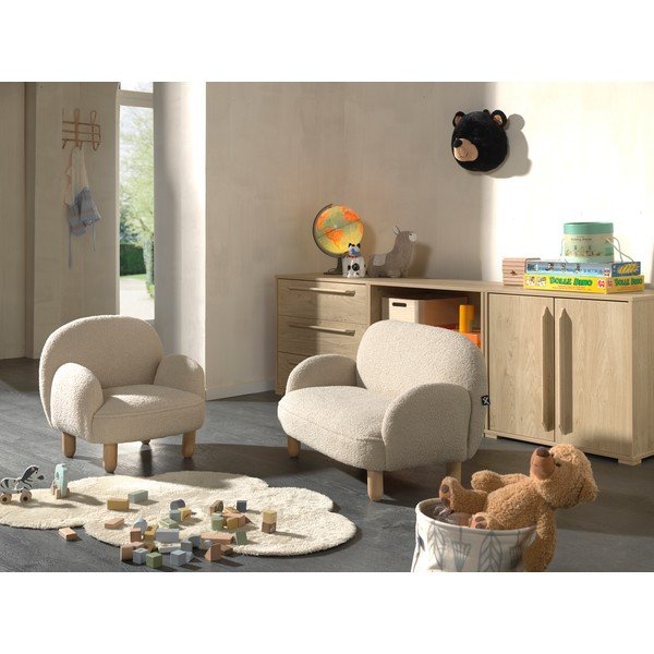 Bež dječja fotelja od bouclé tkanine Rocky – Vipack-image-2