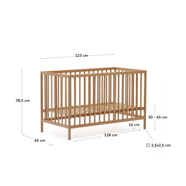 Dječji krevet od masivne bukve 60x120 cm u prirodnoj boji Shantal – Kave Home-image-4