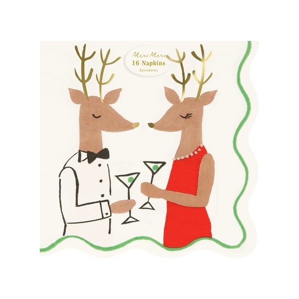 Papirnati ubrusi u setu 16 kom Mr. & Mrs. Reindeer – Meri Meri-image-1