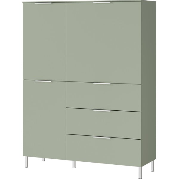 Svijetlo zelena visoka komoda 109x146 cm Kenora - Germania-image-1