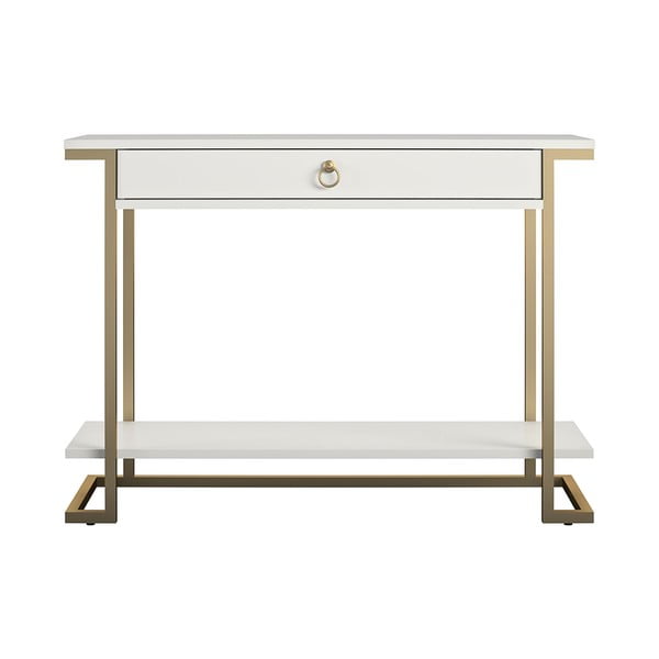 Konzolni stol u bijelo-zlatnoj boji CosmoLiving by Cosmopolitan Camila, 106 x 76 cm