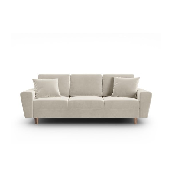 Bež baršunasti sklopiva/s prostorom za odlaganje sofa 235 cm Kyoto – Cosmopolitan Design