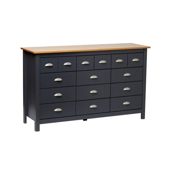 Antracit siva komoda od punog borovog drveta s 12 ladica od Marckeric Jade-image-2