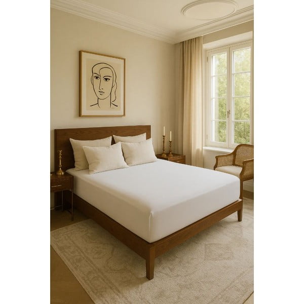 Bijela plahta s gumom od renforce pamuka 200x140 cm Ranforce – Mila Home Luxury-image-1