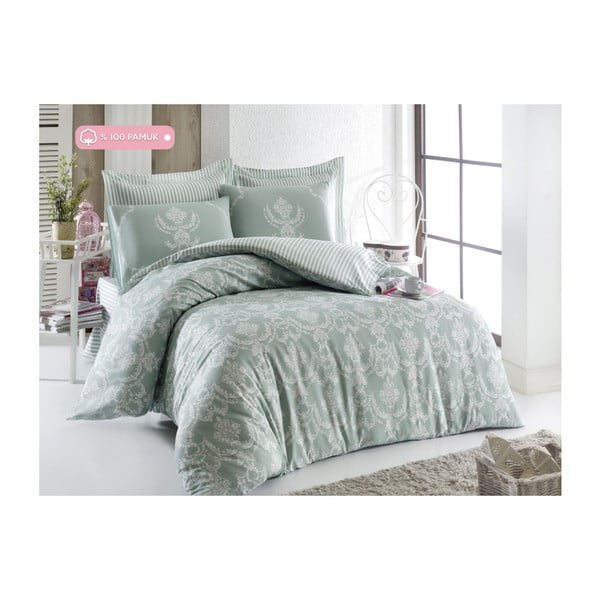 Pamučna posteljina s plahtama za bračni krevet Purino Lamos, 200 x 220 cm
