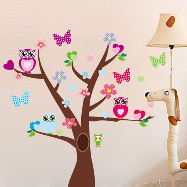 Zidna naljepnica Drvo i leptiri na drvetu