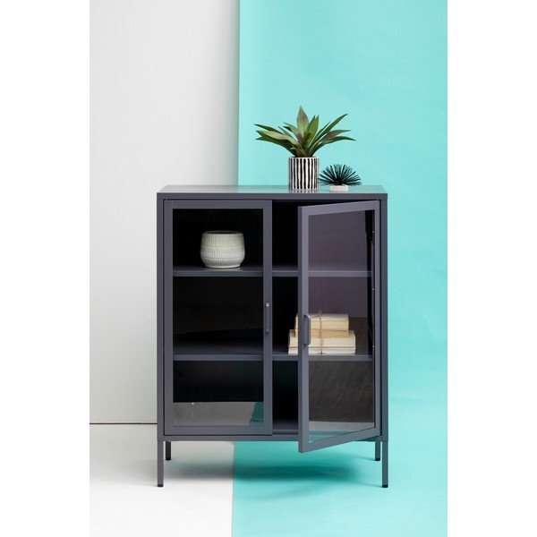Siva željezna vitrina 80x102x40 cm Acier – Premier Housewares-image-4