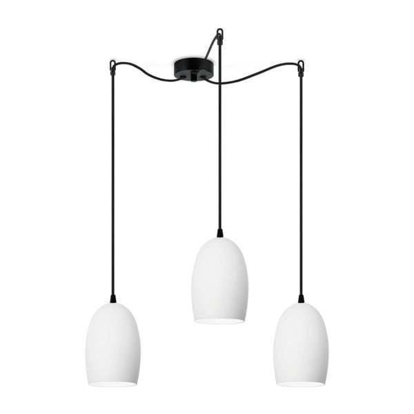Bijela trostruka mat stropna svjetiljka s crnim kabelom Sotto Luce Ume
